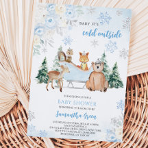 Chuva de Bebê Blue Winter Woodland