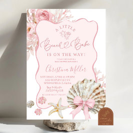 Convite Chuva de Bebê Blush Pink Boho Verão Praia