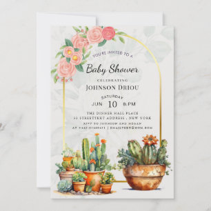 Convite Chuva de Bebê Boho Cactus