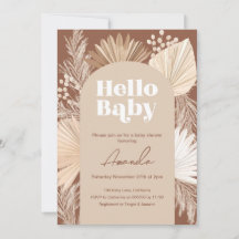 Chuva de bebê boho com pampas e palmas secas