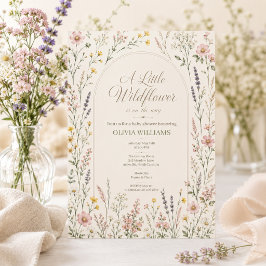 Convite Chuva de Bebê Boho Flor de Campo Aquarela