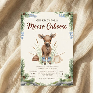 Convite chuva de bebê boho floresta alce verde
