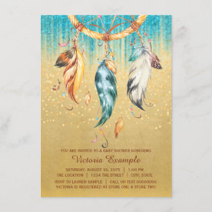 Convite Chuva de Bebê Boho Menino Menina Tribal Caça Sonho