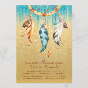 Convite Chuva de Bebê Boho Menino Menina Tribal Caçador de