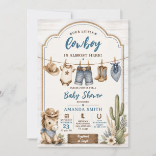 Convite Chuva de Bebê Boho Nosso Pequeno Cowboy Cavalo do