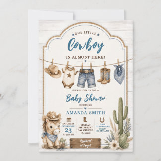 Convite Chuva de Bebê Boho Nosso Pequeno Cowboy Cavalo do
