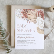 Chuva de Bebê Boho Orquídea Branca e Palmeira Seca