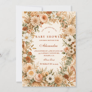 Convite Chuva de Bebê Boho Outono Atemporal
