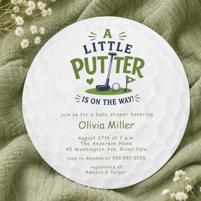 Convite Chuva de Bebê Bola de Golfe Little Putter (Criador carregado)
