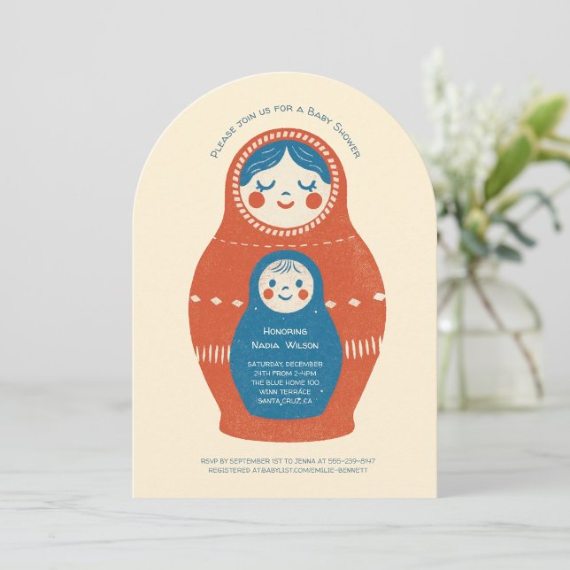 Convite Chuva de Bebê Boneca Matryoshka (Criador carregado)