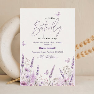 Convite Chuva de Bebê Borboleta Lavanda Roxa