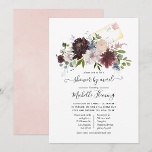 Convite Chuva de Bebê Burgundy e Blush Floral pelo Correio