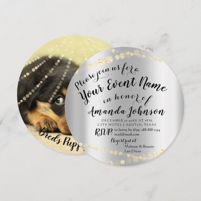 Convite Chuva de bebê cachorrinho cachorro novo Pet Foto R (Frente/Verso)