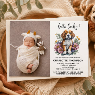 Convite Chuva de Bebê Cachorrinho de Terracota Moderna