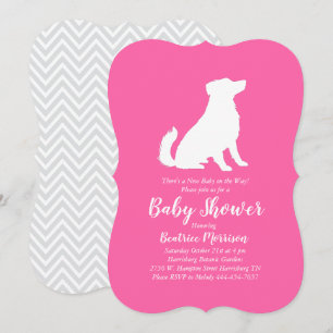 Convite Chuva de Bebê Cachorro Pastor Australiano Rosa Men