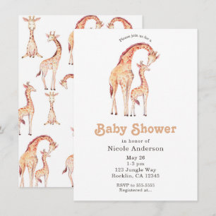 Convite Chuva de Bebê Caprichosa de Girafas Marrons