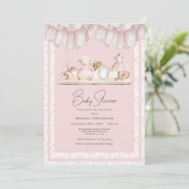 Convite Chuva de Bebê Caprichosa Rosa Elegante