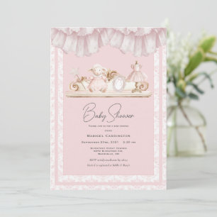 Convite Chuva de Bebê Caprichosa Rosa Elegante