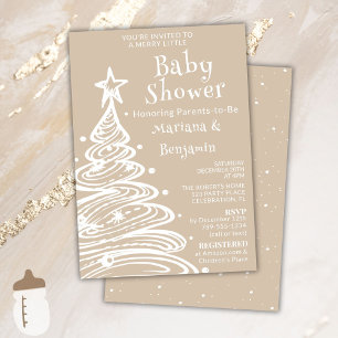 Convite Chuva de Bebê Casais Bege Neutro Natal