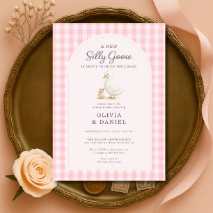 Convite Chuva de Bebê Casal Silvestre Rosa Xadrez