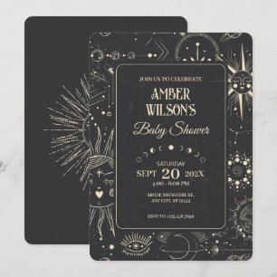 Convite chuva de bebê celestial astrologia boêmia