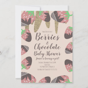 Convite Chuva de Bebê Chocolate Morango Falso Brilho