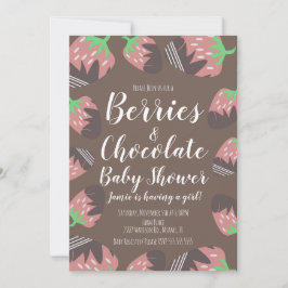 Convite Chuva de Bebê Chocolate Morango Fruta Baga