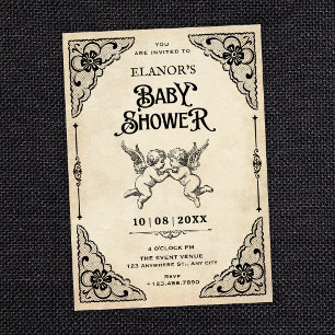 Convite Chuva de bebê clássica vintage