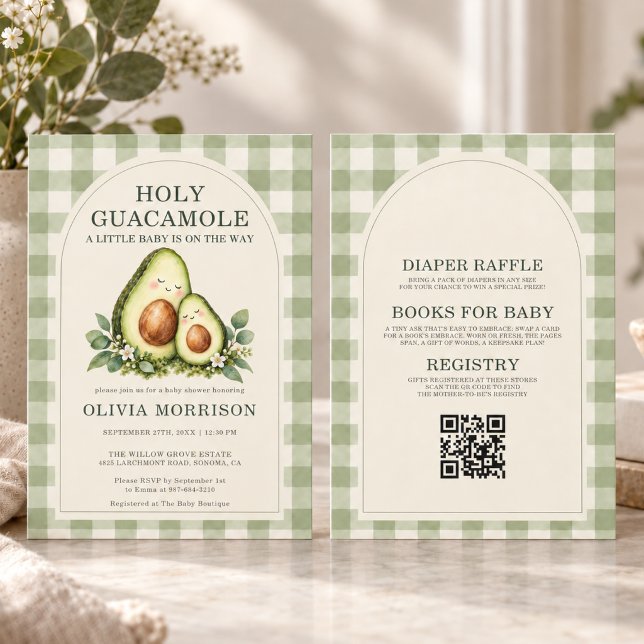 Convite Chuva de Bebê Código QR de Abacate (Criador carregado)