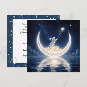 Convite Chuva de Bebê Coelho Branco Coletando Estrelas