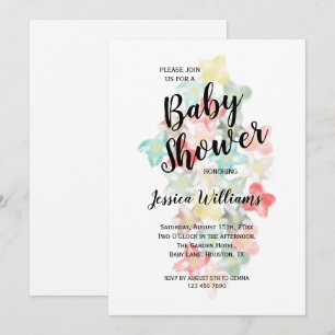Convite Chuva de Bebê com Flores em Aquarela Sofisticada