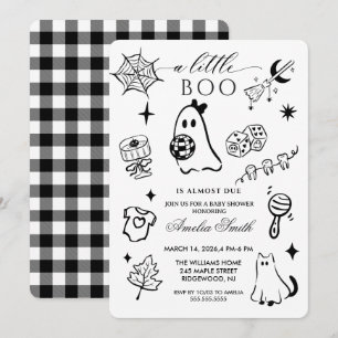Convite Chuva de bebê com tema de Halloween desenhado à mã
