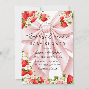 Convite Chuva de Bebê Coquette Berry Sweet Morango