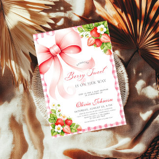 Convite Chuva de Bebê Coquette Rosa Doce Morango