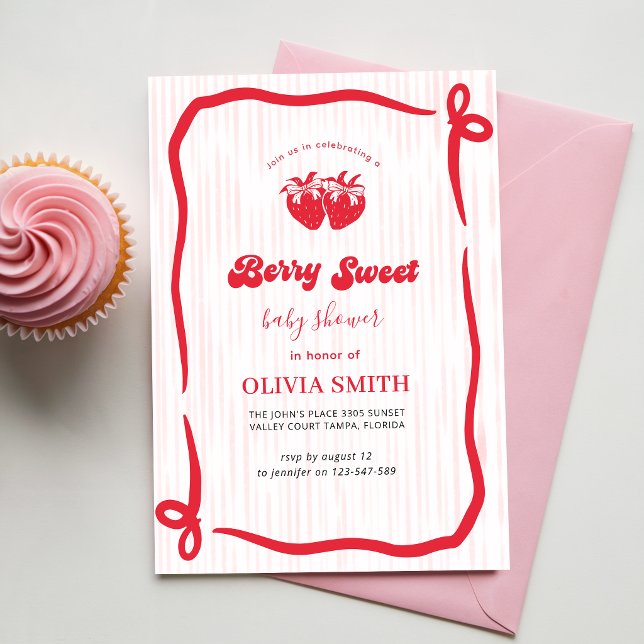 Convite Chuva de Bebê Coquette Rosa Doce Morango (Criador carregado)
