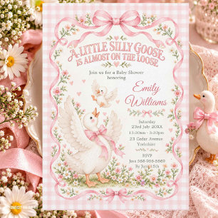 Convite Chuva de Bebê Coquette Rosa Silly Goose