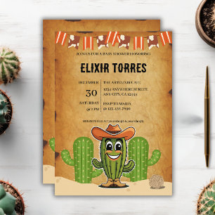 Convite Chuva de Bebê Cowboy Little Cactie Cactus