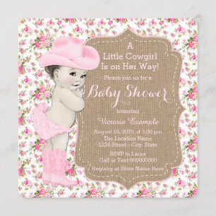 Convite Chuva de Bebê Cowgirl em Sacaria