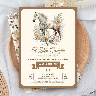 Convite Chuva de Bebê Cowgirl Floral Boho Rústica