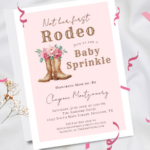 Convite Chuva de Bebê Cowgirl Ocidental com Florais Rosa