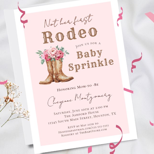 Convite Chuva de Bebê Cowgirl Ocidental com Florais Rosa (Criador carregado)