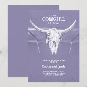 Convite Chuva de Bebê Cowgirl Roxo Western Country