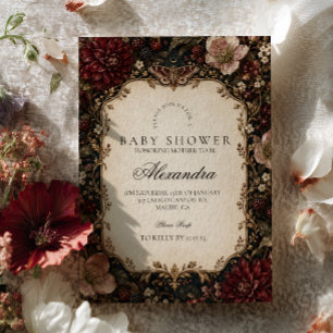 Convite Chuva de Bebê Dark Academia Floral Mal-humorada