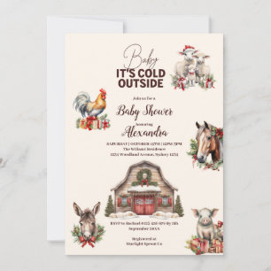 Convite Chuva de Bebê de Animais da Fazenda de Inverno Nat