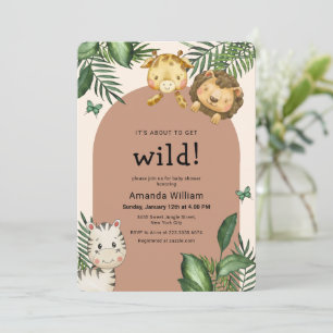 Convite Chuva de Bebê de Animais Selvagens Arco Boho Neutr