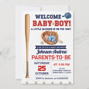 Convite Chuva de Bebê de Beisebol Little Slugger Pessoal