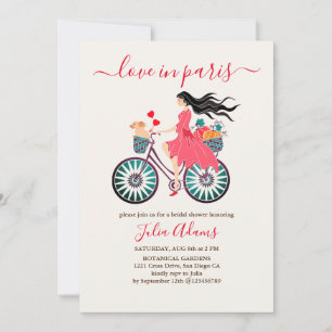 Convite Chuva de Bebê de Bicicleta Menina Outono Romântico