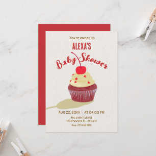 Convite Chuva de bebê de cupcake fofo