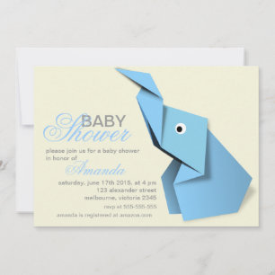 Convite Chuva de bebê de elefante de origami personalizado