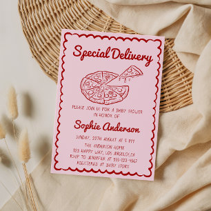 Convite Chuva de Bebê de Entrega Especial de Pizza Desenha